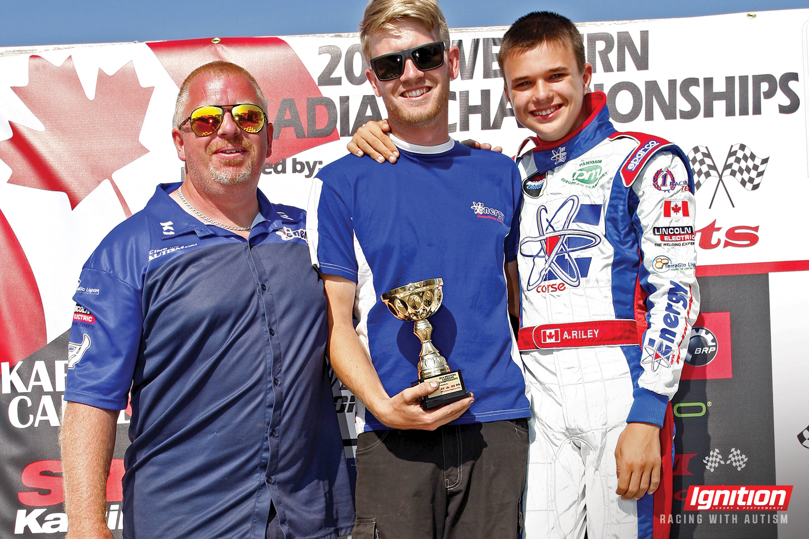Austin Riley Racing with Autism podium
