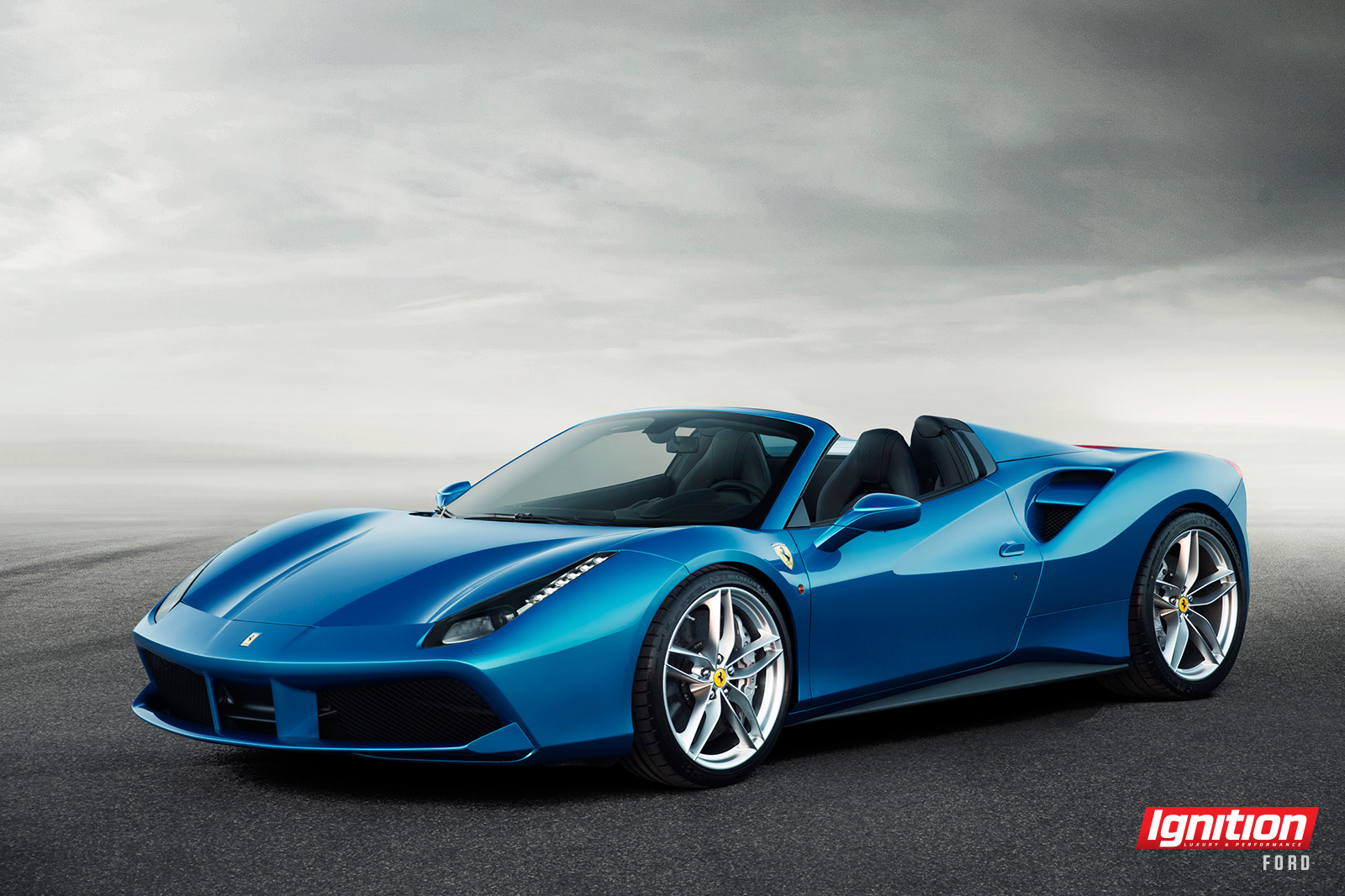 Ignition Ferrari 488 Spider 3q front blue