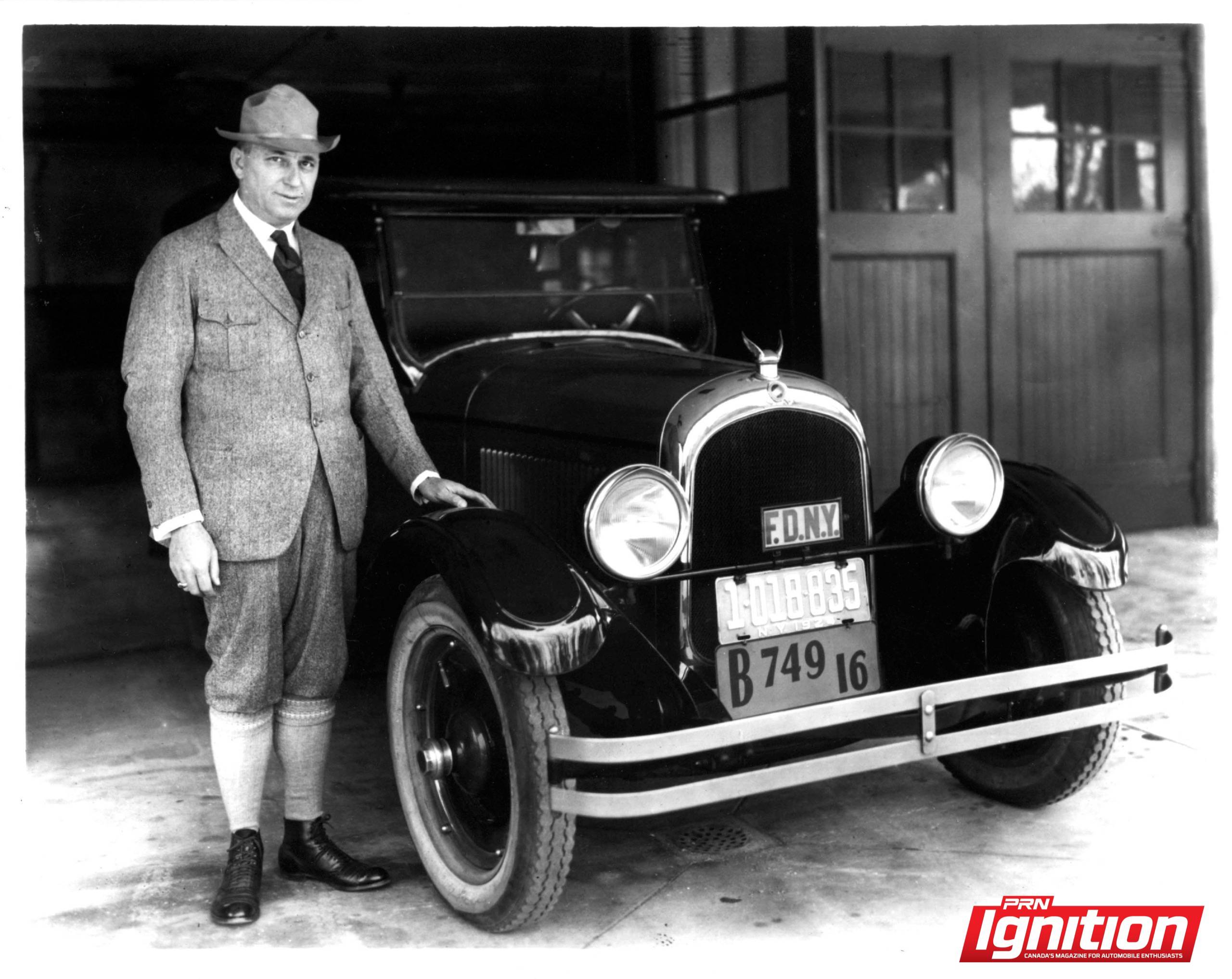 Walter P Chrysler with his first car courtesy Chrysler